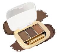 3-Color Brown Eyebrow Powder Palette with Dual-Ended Brush - Long-Lasting Natural Matte Shades for Filling, Sculpting & Defining, Compact Portable Design for Everyday Makeup & Touch-Ups