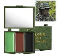 3 Color Camo Face Paint,Camouflage Makeup,Camouflage Face Paint,Green And Black Fa-Ce Pa-Int,Waterproof And Sweat-Proof,For Camouflage Cosplay,Suitable For Training&Outdoor Sports(Black/Brown/Green)