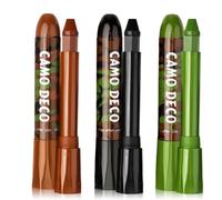 3 Color Camo Face Paint Sticks, Long-Lasting Camouflage Makeup for Face, Eyes & Skin, Waterproof Face Paint For Outdoor Sports (Brown,Black,Green)