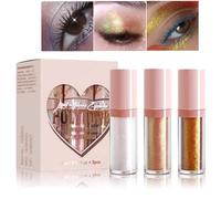 3 Color Chameleon Liquid Eyeshadow Set, Duochrome Iridescent Glitter Eyeshadow, Metallic Long-Lasting Shimmer Sparkly Eye Makeup for Girls Women Parties and Daily Looks