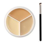 3 Color Cream Concealer Palette with Precision Concealer Brush for Blemishes & Red Marks - Full Coverage for Acne Scars, Dark Circles & Imperfections