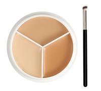 3 Color Cream Concealer Palette with Precision Concealer Brush for Dark Circles - Full Coverage Under-Eye Makeup for Blue-Purple, Brown & Dull-Tone Dark Circles
