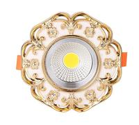 3-Color Dimmable Led Recessed Downlight With Golden Pattern, Round Baffle Trim Ceiling Light Fixture, Spotlight For Modern Home Lighting, Panel Light For Living Room, Kitchen, Or Bedroom,Size_Name-7W