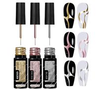 3 Color Gel Liner Nail Art Kit,Nail Art Gel Nail Polish,Polish for French Manicure and Painted Design,Painted G/el Polish Kit for DIY Nail A/rt,Gold Silver Rose Gold Me/tallic G/el Na/il Po/lish