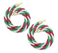 3-Color Hemp Rope Stanchion Set, 2 Pcs Braided Safety Barrier for Crowd Control, 1.2m/4ft Green, Red, White Twisted Queue Line Rope