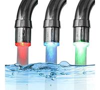 3-Color LED Faucet Household Lights Sensitive Gradient Kitchen Bathroom Faucet Water Shower Head Kids wash Hands More LED Faucet Aerator Replacement for Kitchen, Bathroom, Bath Basin, Sink(4PC)