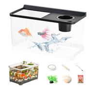 3 Color Lights Betta Fish Tank - Fish Tank Small | Betta Fise Tane | Household Fise Tane | Top Hydroponic Aquarium for Tabletop Landscaping Home Workplace Entryway Foyer Bedroom, 360° Highly