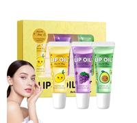 3-Color Lip Gloss Set,Clear Lip Plumper Gloss with Hydrating Lip Oil,Tinted Lip Glow Balm for Women and Teens,Plumping Lip Care Serum for Daily Use,Long Lasting Glow Balm Care(Avocado + Grape + Lemon)