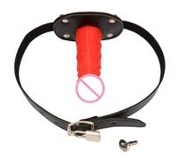 3 Color Penis Gag Oral Big Dildo Plug Open Mouth Gag Leather Fetish BDSM Bondage Restraints Adult Products Sex Toys for Couples Red M