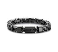 3 Color Spring Buckle Imperial Byzantine Chain Bracelet for Mens Women 8mm 8.8''-black