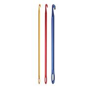3 Colorful Aluminum Tunisian Afghan Crochet Hooks Yarn Knit Needles Set Hand Weaving Knitting Tool DIY Notions With Threading Hole - 6.5inch Long High Quality