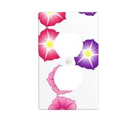 3 Colorful Flowers Electrical Outlet Covers, Standard Size 1-Gang 4.50" X 2.76", Unbreakable Polycarbonate Thermoplast