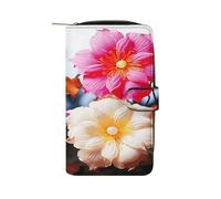 3 Colorful Flowers Wallet Multifunctional Leather Wallets for Men Compact Long Wallet Credit Card Holder Passport Bag