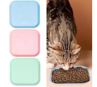 3 Colorful Kitten Bowls Cute Cat Feeding Bowls, Shallow Cat Food Dish, Square Cat Plates, Cat Food Bowl Kitten Bowls Cat Dishes for Food Wheat Straw Cat Bowls for kitten food bowls Kittens and Short