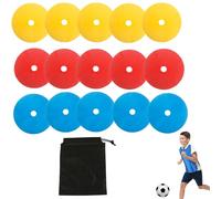 3 Colors 15cm Spot Markers with hole Rubber Floor Dots Non Slip Agility Markers Flat Field Cones for PE Gym Classes, Soccer Basketball Sports Speed Agility Training,5 red+5 yellow+5 blue,1 storage bag