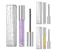 3 Colors 3x Glitter Mascara Eye Shadow, 3 Colors Glitter Mascara Silver Gold Purple, Shiny Long Lasting Volumizing Curling Lengthening Eyelashes, Smudge-Proof Shimmer Eye Makeup for Women