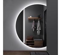 3 Colors AntiFog Backlit Vanity Mirror 35in ShatterProof Full Length Half Circle Mirror for Bathroom Living Room & EntranceStylish & Functional Lighting