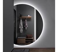 3 Colors Backlit AntiFog Bathroom Vanity Mirror 35in ShatterProof Half Circle Full Length Mirror for Living Room & Entrance Stylish Home Decor