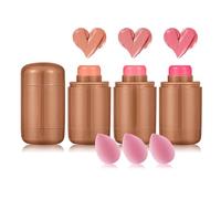 3 Colors Blush Stick with Makeup Sponges,Matte Solid Cream Blush,Multi-Use Blush Stick for Cheeks,Lips and Eye,High Pigmented Makeup Sticks Set A1