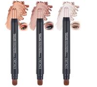 3 Colors Dual-Ended Waterproof Eyeshadow Stick with Brush - 2-in-1 Creamy High Eye Shadow & Eyeliner Pencil, Shimmer Looks, Travel-Friendly for Mature & Sensitive Skin (3 COLOR-A)