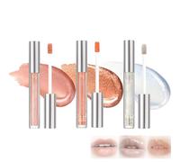 3 Colors Glitter Lip Gloss Set - Shimmer Pearl Shine Lipstick Gloss, Waterproof Long Lasting Highly Pigmented Hydrating Lip Stain Makeup Kit for Girls, Sparkling Cosmetic Gift Pack (01#+02#+03#)