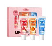 3 Colors Lip Gloss Set, Fruit Flavored Lip Plumper Long Lasting Glow Balm Care, Hydrating Lipgloss for Teens and Kids, High-Shine Clear Lip Gloss for Women & Girl