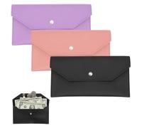 3 Colors Money Wallet Organizer for Cash 3PCS Cash Wallet Leather Money Saving Wall et Money Envelopes Money Organizer Money Wall et for Cash for Women/Men Receipt Coin Check Bill(Black,Pink,Purple)