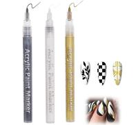 3 Colors Nail Art Pen Set - Black, White & Gold Acrylic Paint Markers for Creative Nail Designs, High Pigment, Easy DIY Manicure Kit, Ideal for Weddings, Parties, Holidays, and Everyday DIY Manicure