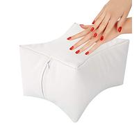 3 Colors Nail Care Pillow, Soft PU Hand Foot Rest for Manicure Pedicure Home Salon Use, Arm Support Cushion for Nail Art Design (White)