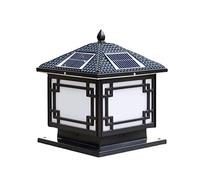 3-Colors Outdoor Post Cap Light Modern Aluminum Metal Solar Post Light Rainproof Anti-Rust Deck Fence Cap Light For Garden Backyard Patio Yard Stair Step Rail,Black-Width:25cm