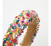 3 Colors Rhinestone Headbands Sparkling Crystal Headwear Glitter Boho Jewelry Headband Wide Hairhoop Fashion Headband Sparkly Faux Crystal Diamond Headpiece for Women Girls (rainbow)