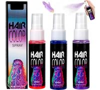 3 Colors Washable Hair Colour Spray, Temporary Coloured Sprays Instant Styling, Temporary Vibrant Colored Hair Dye for Cosplay, Prom, Party, Christmas, Halloween (3 Pcs)