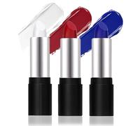 3 Colors White Red Blue Body Paint Stick - Red White and Blue Flag Colour Face Paint for Halloween,Sports - Non Toxic SFX Makeup Cream Sticks for Adults - Clown Vampire Makeup Paint Pens - Easy Blend