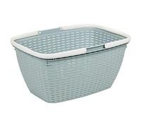 3 Colour Plastic Rattan Shopping Storage Carrying Basket Box with Folding Handle (Eggshell Blue)