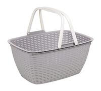 3 Colour Plastic Rattan Shopping Storage Carrying Basket Box with Folding Handle (Purple)