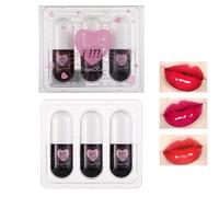 3 Colours Lip Tint Stain Set, Velvet Liquid Lipstick Hydrating Lip Stain, Mini Liquid Lipstick Lip Stain Long Lasting Lip Gloss, Moisturizing Waterproof Long Wear Lipstick Set For Women Girl (Set B)