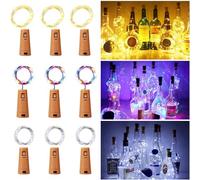 3 Colours Wine Bottle Lights with Cork Fairy Lights Battery Operated 9 Pcs | 2m 20 LED Flexible Copper Wire Lights for Bottles Perfect for Party, Wedding, Christmas DIY Indoor/Outdoor Table Decoration