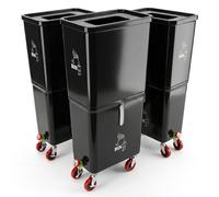 3 Commercial Beverage Disposal Bin for Event Venues, Three Bars & Restaurants, Drink Dump Bin with Liquid & Solid Waste Separation, Rolling Beverage Waste Station (3 Black Bin)