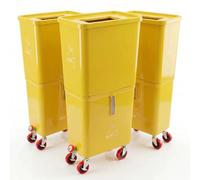 3 Commercial Beverage Disposal Bin for Event Venues, Three Bars & Restaurants, Drink Dump Bin with Liquid & Solid Waste Separation, Rolling Beverage Waste Station (3 Yellow Bin)