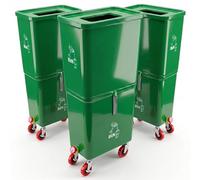 3 Commercial Beverage Disposal Bin for Event Venues, Three Bars & Restaurants, Drink Dump Bin with Liquid & Solid Waste Separation, Rolling Beverage Waste Station (3 Green Bin)