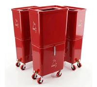 3 Commercial Beverage Disposal Bin for Event Venues, Three Bars & Restaurants, Drink Dump Bin with Liquid & Solid Waste Separation, Rolling Beverage Waste Station (3 Red Bin)