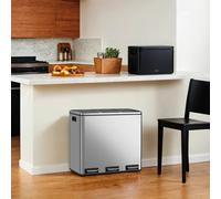 3-Compartment 18L Stainless Steel Pedal Bin, Silver