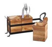 3 Compartment Cutlery Holder, Stylish Countertop Organizer, 12x8 Inches Utensil Storage with Handle, Kitchen Accessory, Organizer Box with Durable Design, Cutlery Holder for Party and Restaurant