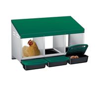 3-Compartment Heavy Duty Chicken Nesting Box | Automatic Roll-Away Egg Collection System | Galvanized Steel Wall Mount or Stand Hen Laying Box (Green, 3-Hole - Upgraded Version)