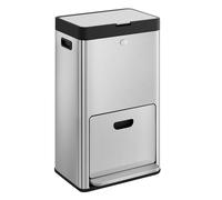 3-Compartment Kitchen Bin with Carbon Filter Silver, Silver