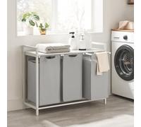 3 Compartment Laundry Basket with Shelf and Metal Frame VASAGLE Grey One Size