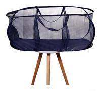 3 Compartment Laundry Hamper Foldable Mesh Basket(Navy Blue)