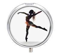 3 Compartment Medicine Pill Case, A Dancer Round Pill Box, Portable Decorative Medicine Organizer for Pocket Or Purse Vitamin Organize