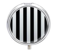 3 Compartment Medicine Pill Case Black and White Stripes Printed Round Pill Box Small Pill Organizer Box for Pocket Purse Briefcase Pills Medicine Cod Liver Oil Storage Box Earplug Case