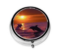 3 Compartment Pill Box Round Dolphin Pill Box Handbag Pocket Pill Box Portable Metal Pill Box Medicine Vitamin Fish Oil Unique Gift